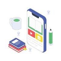 Online Learning App isometric Colored illustration vector