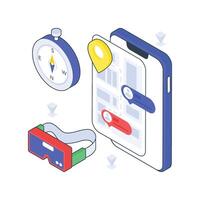 Finding Way Through Vr Technology isometric Colored illustration vector
