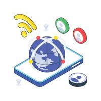 Global Network isometric Colored illustration vector