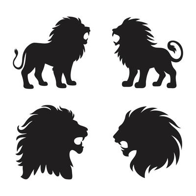 Majestic Lion Silhouette Collection for Wildlife Lion Silhouettes for Logos and Graphic Design