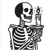 Skeleton with Candlelight Clipart Design vector