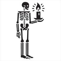 Skeleton in Darkness with Candle Clipart vector