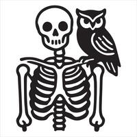 Spooky Skeleton and Owl Clipart vector