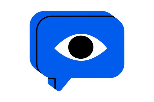 Hand drawn cute illustration of speech bubble with eye. Flat views number message doodle. Online notification. Social media popularity icon. Audience engagement. Follower reaction. Isolated.