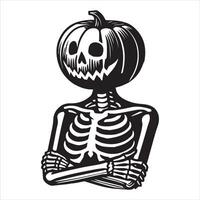Pumpkin Head Skeleton in the Shadows vector