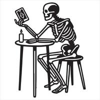 Skeleton Tarot Reader Design vector