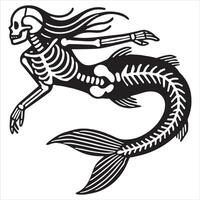 Skeleton Mermaid Design vector