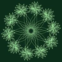 Round abstract floral pattern on green background vector