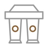 Two paper coffee cups. Concept of coffee to go, takeaway, and break. vector