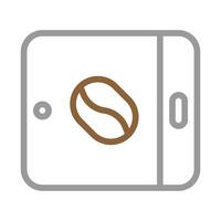 Coffee bean icon on mobile device screen. Concept of coffee shop app or online ordering. vector