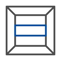 Abstract geometric cube with blue lines. Concept of perspective, dimension, and structure. vector