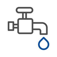 Water tap with drop. Concept of saving water, conservation, and resource management. vector