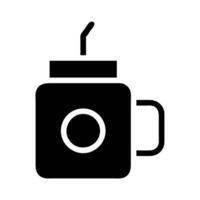 Smoothie mason jar with straw icon. Concept of healthy drink and zero waste. vector