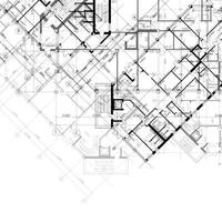 Architectural black and white background with plans of building vector