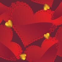 Seamless background with red and gold hearts vector