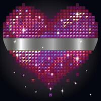 Shiny red rhinestone heart with metal place for text vector