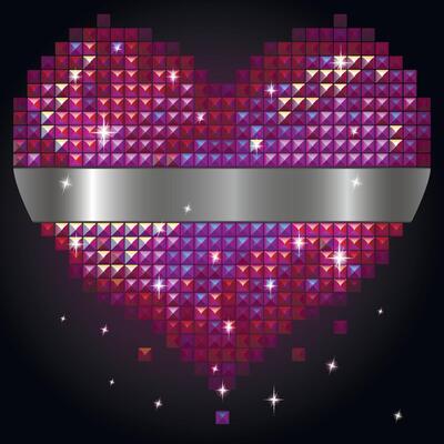 Shiny red rhinestone heart with metal place for text