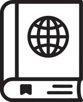 Clean and Professional Icon of a Closed Book Featuring a Web Symbol vector