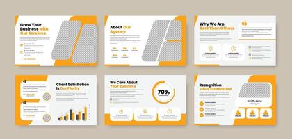 Corporate annual business report and data presentation simple slider template set design vector