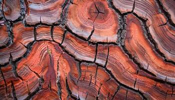 close-up of pine tree bark with deep grooves, natural reddish tones, and intricate texture patterns photo