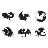 set Dragon icon illustration flat design vector