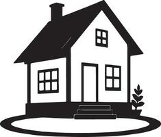 Black and white illustration simple house silhouette iconic home vector