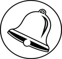 Bell icon simple design black and white circular frame. vector