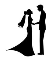 Silhouettes of bride and groom on white background. Symbol wedding for card, web banner etc. illustration EPS 10. vector