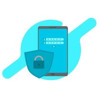 Mobile Phone Security Concept Illustration, Website Banner, Advertising and Marketing Materials, Online Advertisement, Business Presentation. vector