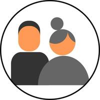 A couple in a circle with a black and orange icon vector
