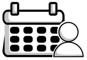 A calendar icon with a person in front of it vector