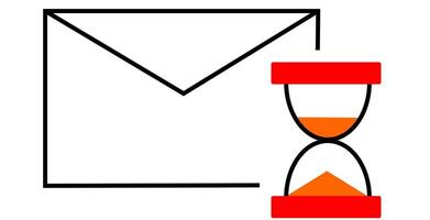 Illustration of waiting message, Hourglass with envelope and letter vector