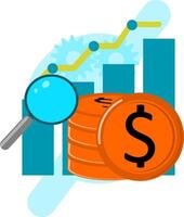 Illustration of data analysis, optimization or marketing analysis for statistical improvement, flat style. vector