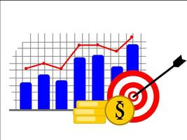 Business growth chart with dollar coins and arrow vector