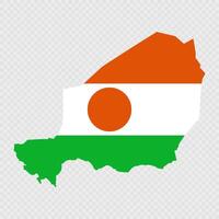 Niger map silhouette with flag. vector