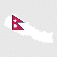 Nepal map silhouette with flag. vector