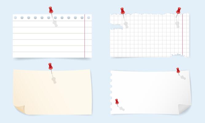 a set of rectangular stickers for notes, notebook sheets for notes