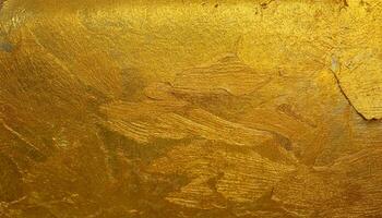 close-up of textured gold leaf application on a metallic surface with cracks and shimmering details for luxurious design backgrounds photo