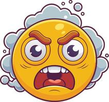 Frustrated emoji illustration with red face, steam, and angry expression, symbolizing irritation, rage, or heated emotions vector