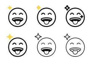 Unique collection of eating themed emojis with joyful facial expressions, heart accents, and simple line art for versatile visual applications vector
