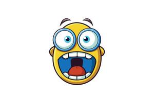Funny emoticon with exaggerated frightened face, wearing glasses, and expressing comical shock and awe vector