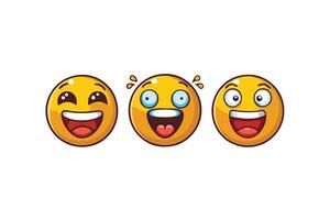 Set of vibrant cartoon emoji characters showcasing different cheerful emotions for modern communication and fun designs vector