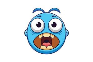 Cartoon emoji character in bright colors, screaming in terror, with expressive wide eyes and an open mouth vector