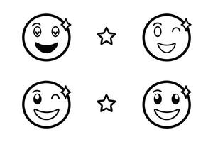Set of expressive winking emojis with creative elements like star accents and heart shapes, ideal for fun and engaging graphic projects vector