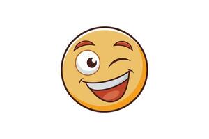 Cartoon winking emoji with a playful smile and cheerful expression, perfect for digital designs, stickers, or expressive messaging vector