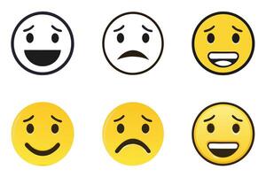 Collection of unique emoticon illustrations showcasing various moods in a line art icon set for creative projects and communication tools vector