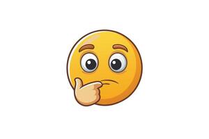 Reflective emoji face with thoughtful eyes and a hand gesture representing curiosity, inquiry, and brainstorming vector