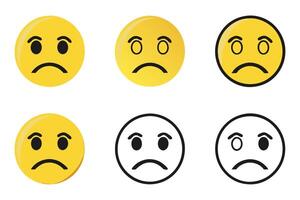 Collection of unhappy and frowning emoji faces with bold outlines and simple line art, ideal for communication and design projects vector