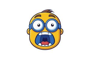 Colorful cartoon emoticon showing exaggerated fear, with round eyes and a dramatic open mouth for a humorous and fun illustration vector