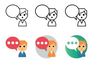 Collection of line art icons with human figures and speech bubbles for chat, communication, or presentation visuals line art icon set vector
